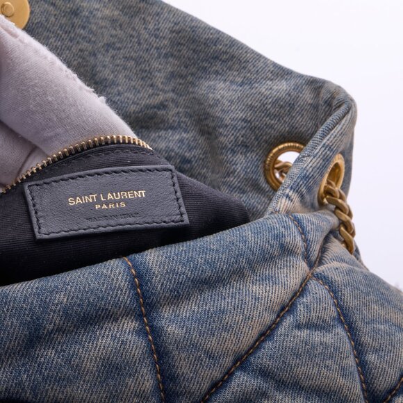 Saint Laurent Medium Puffer Monogramme Denim Chain Bag Denim - Picture 10 of 16
